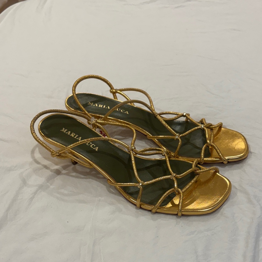 Maria Luca Metallic Gold Strappy Heels